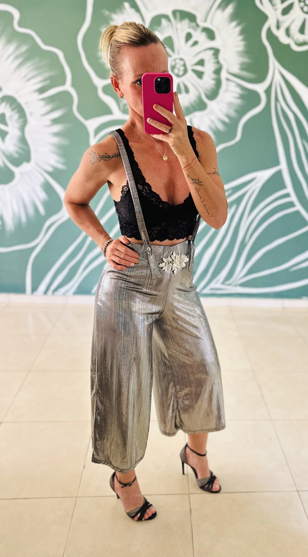 Pantalón Wide Leg plata