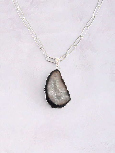 Collar Geoda de Ágata Cadena Eslabones