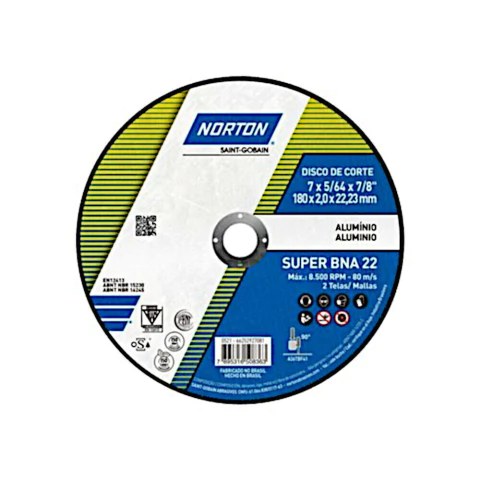 DISCO CORTE ALUMINIO 7" - 180 X 2,00mm - SUPER BNA22 - NORTON