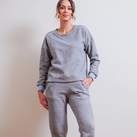 Pijama de Moletom Ester Cinza