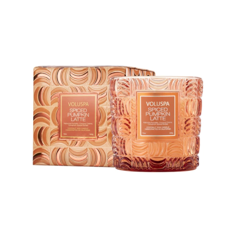 Vela Copo Vidro Classico 60H Relevo Spiced Pumpkin Latte 340g - comprar online