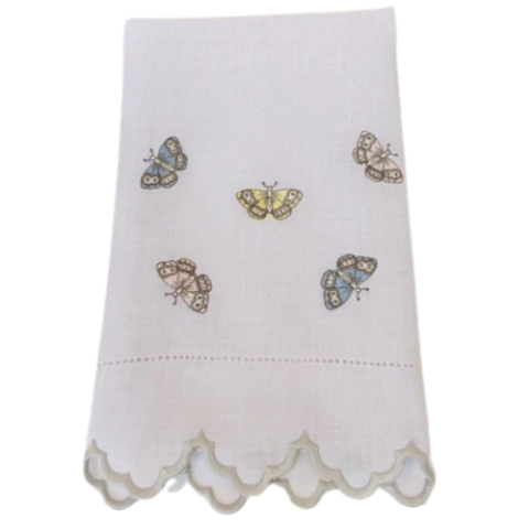 Toalha de Lavabo com Bordado de Borboletas