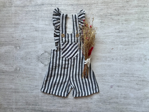 JARDINERO CORTO RAYADO GRIS