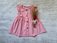 VESTIDO DE TUSOR CON BOTONES ROSA DIOR