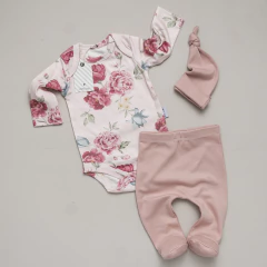 AJUAR 3 PIEZAS FLOREADO ROSA - comprar online
