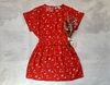 VESTIDO DE FIBRANA FLOREADO ROJO
