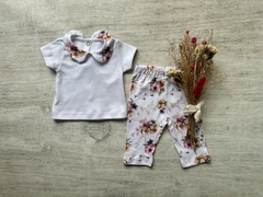 CONJUNTO ALGODON PIMA REMERA CUELLO + PANTALON FLOREADO