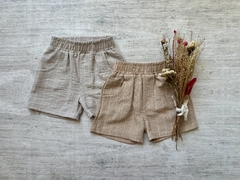 SHORT LINO RAYADO BEIGE - comprar online