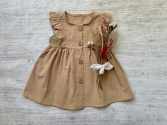 VESTIDO DE TUSOR CON BOTONES BEIGE