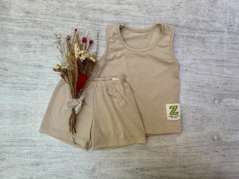 CONJUNTO MUSCULOSA + SHORT BEIGE