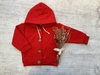 CAMPERA CON BOTONES FRIZADA ROJA