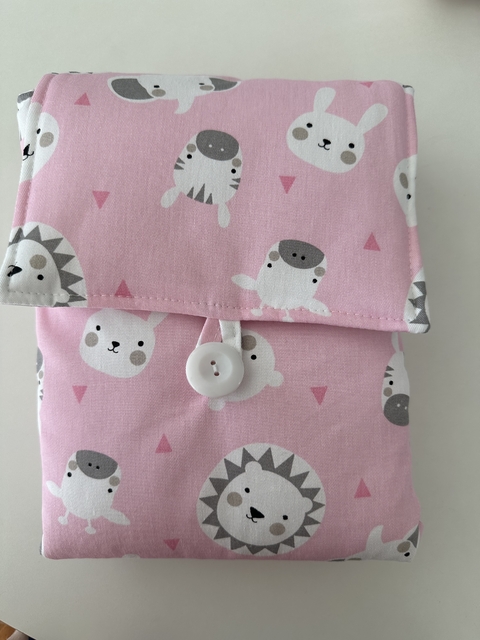 CAMBIADOR IMPERMEABLE BOTON ANIMALITOS GRIS/ROSA - comprar online