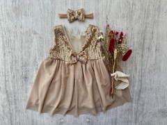 VESTIDO + VINCHA LENTEJUELAS NAVIDAD DORADO - comprar online