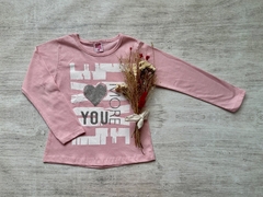 REMERA MANGA LARGA LOVE ROSA - comprar online