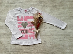 REMERA MANGA LARGA LOVE BLANCA - comprar online