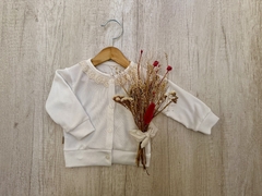 SAQUITO DE LANILLA CON CUELLO PUNTILLA NATURAL - comprar online