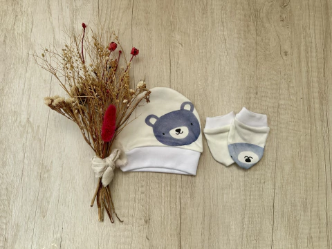 SET GORRITO + MANOPLAS OSITOS AZUL - comprar online