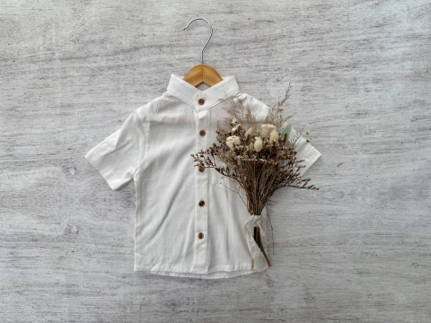 CAMISA DE LINO CUELLO MAO NATURAL - comprar online