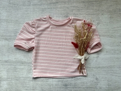 REMERA PUPERA DE MORLEY MANGA PRINCESA RAYADA ROSA