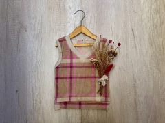 CHALECO DE PLUSH BIFAZ ESCOCÉS ROSA - comprar online