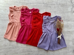 VESTIDO WAFFLE VOLADOS FUCSIA - comprar online