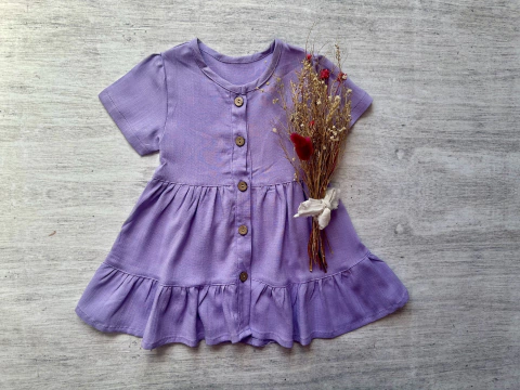 VESTIDO DE LINO CON BOTONES LILA