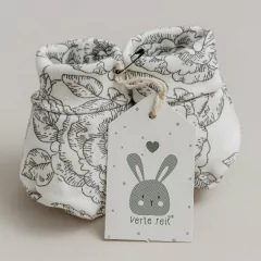 Imagen de BABY BOX MADERA INFINITO - AJUAR 10 PIEZAS FLOREADO GRIS