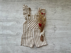 JARDINERO CORTO RAYADO BEIGE