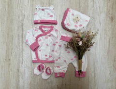 AJUAR 5 PIEZAS DE PLUSH ELEFANTES ROSA - comprar online