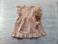 VESTIDO TUSOR CON VOLADITOS ROSA VIEJO