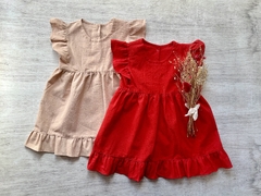 VESTIDO TUSOR CON VOLADITOS ROSA VIEJO - comprar online