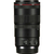 Lente Canon RF 100mm F2.8 L Macro Is Usm com detalhes em preto e vermelho.

