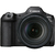 Câmera Canon Eos R5 Mark II com lente 24-105mm F/4L, vista lateral.


