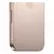 Imagem lateral do iPhone 16 Pro na cor dourada, destacando o design elegante e a textura do acabamento.