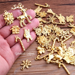 Pingente Natalino Dourado Sortido - 5 Unidades