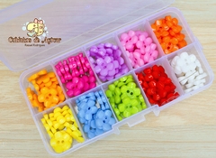 Kit 120 botões flor com 10 cores + organizador na internet