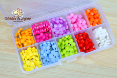 Kit 120 botões flor com 10 cores + organizador