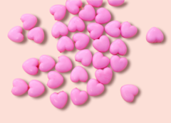 Miçanga Coração Rosa - 24 Unidades