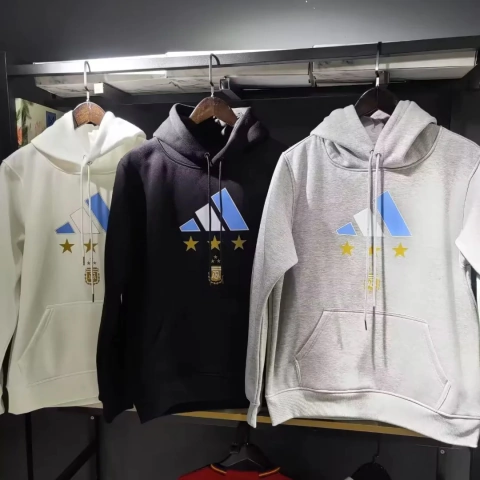 BLUSÃO MOLETOM DA ARGENTINA MESSI - BRANCO/CINZA/PRETO 22/23