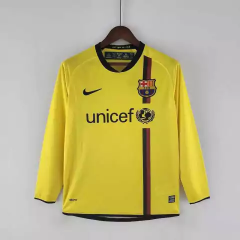 CAMISA RETRÔ DO BARCELONA - MANGA LONGA - AWAY 08/09