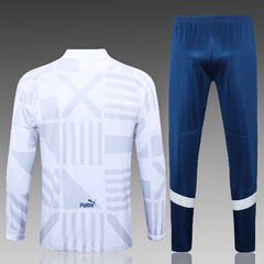 CONJUNTO AGASALHO DO O. DE MARSEILLE - ZÍPER COMPLETO - BRANCO/AZUL 22/23