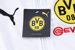 CONJUNTO AGASALHO DO BORÚSSIA DORTMUND - ZÍPER COMPLETO - BRANCO/PRETO 22/23