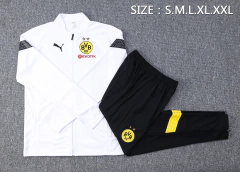CONJUNTO AGASALHO DO BORÚSSIA DORTMUND - ZÍPER COMPLETO - BRANCO/PRETO 22/23 - comprar online
