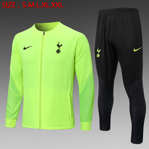 CONJUNTO AGASALHO DO TOTTENHAM - ZÍPER COMPLETO - VERDE/PRETO 22/23