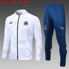 CONJUNTO AGASALHO DO O. DE MARSEILLE - ZÍPER COMPLETO - BRANCO/AZUL 22/23