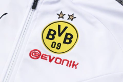 CONJUNTO AGASALHO DO BORÚSSIA DORTMUND - ZÍPER COMPLETO - BRANCO/PRETO 22/23 - loja online