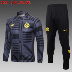 CONJUNTO AGASALHO DO BORÚSSIA DORTMUND - ZÍPER COMPLETO - BRANCO/AZUL 22/23