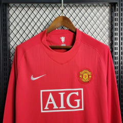 CAMISA RETRÔ DO MANCHESTER UNITED - MANGA LONGA - HOME 07/08