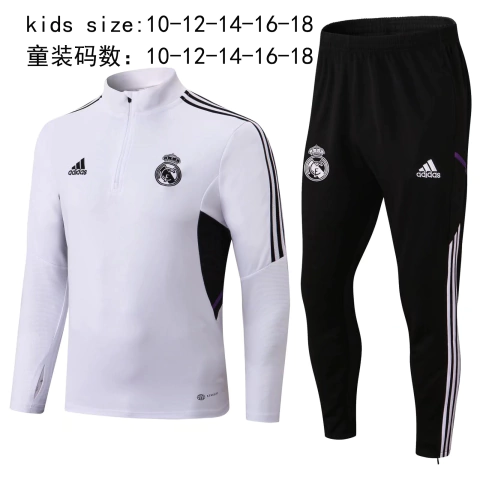 CONJUNTO AGASALHO INFANTIL DO REAL MADRID - BRANCO 22/23