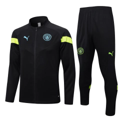 CONJUNTO AGASALHO DO MANCHESTER CITY - ZÍPER COMPLETO - PRETO 22/23